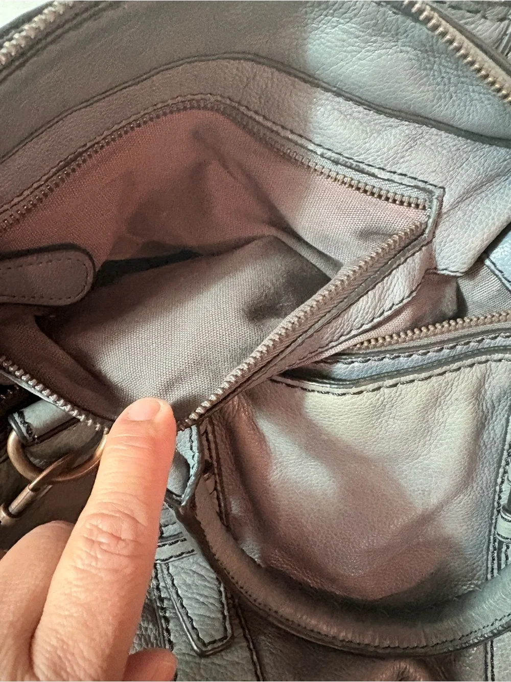 Liebeskind Gray Leather Double-Handle Satchel